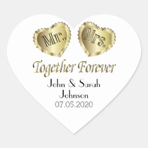 White Wedding for the Bride and Groom Heart Sticker