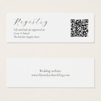 White Wedding Gift Registry QR Enclosure Card