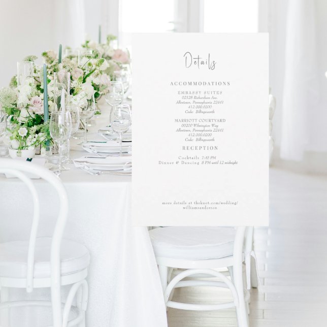 White Wedding Grey Text Details Enclosure  Invitation (Creator Uploaded)