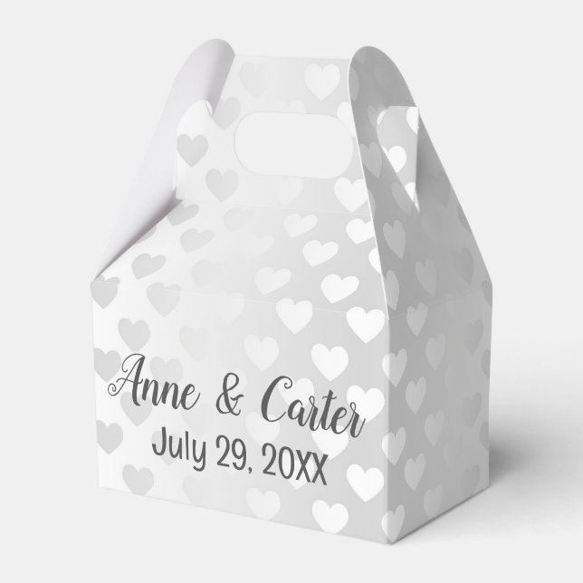 White Wedding Hearts Favor Boxes (Front Side)