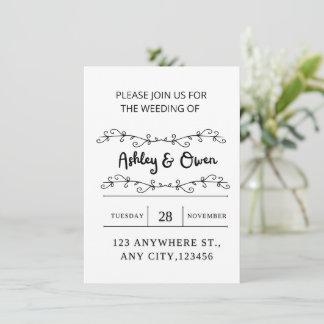 white wedding invitation