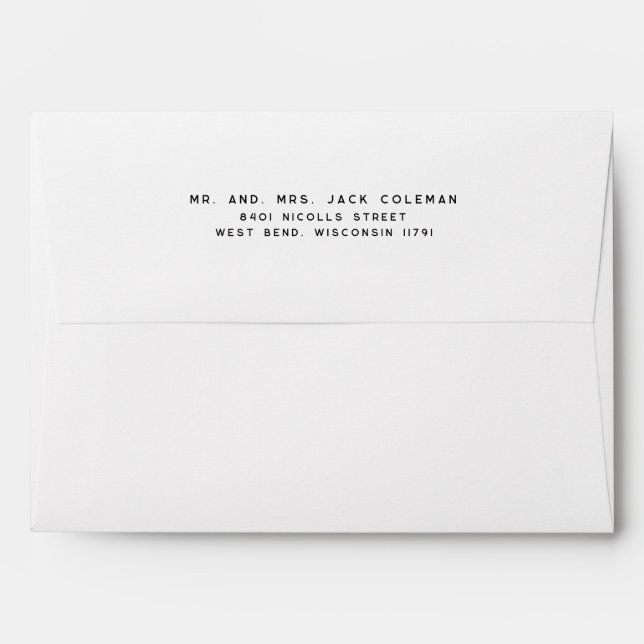 White Wedding Invitation Pre Printed Back Flap Envelope (Back (Top Flap))