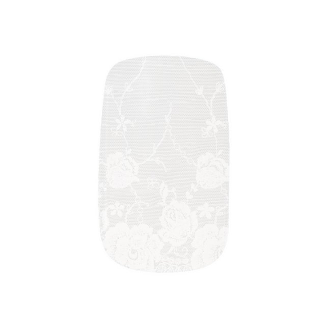 White Wedding Lace Pretty Floral Minx Nail Art (Left Thumb)