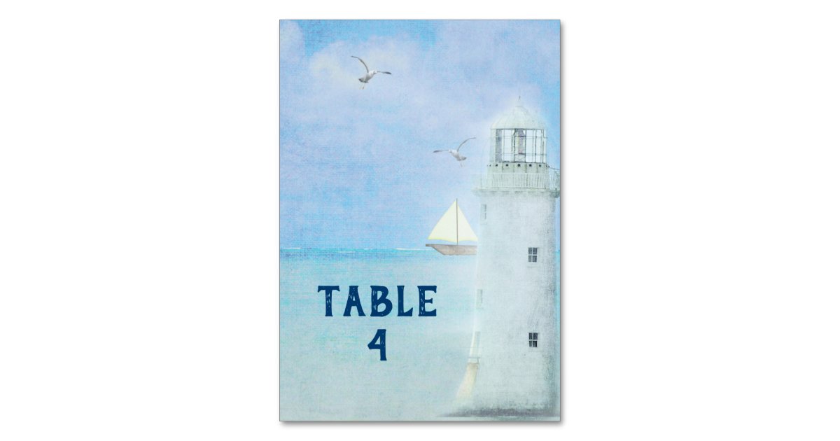Lighthouse Table Numbers White Wedding Lighthouse Table Number | Zazzle