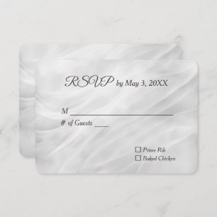 White Wedding Marble Abstract RSVP Card
