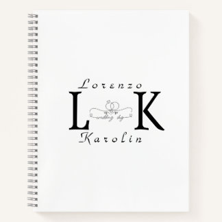 White Wedding Monogram Simple Elegant Minimalist  Notebook