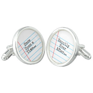 White Wedding Notebook Paper Graphic© Cuff Links