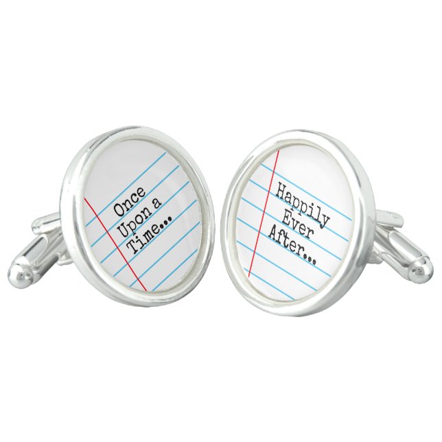 White Wedding Notebook Paper Graphic© Cuff Links (Angled)