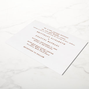 White Wedding  One Venue Rose Gold Foil Invitation