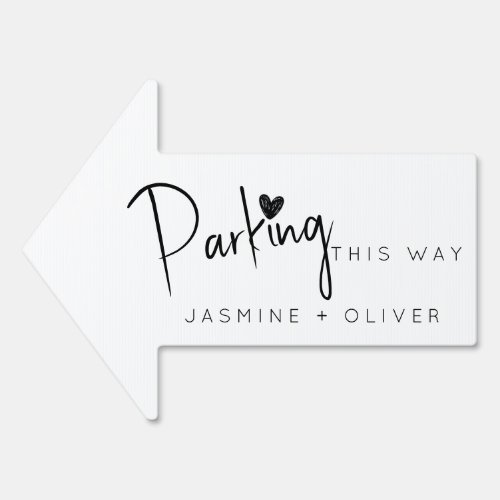 White wedding parking arrow sign