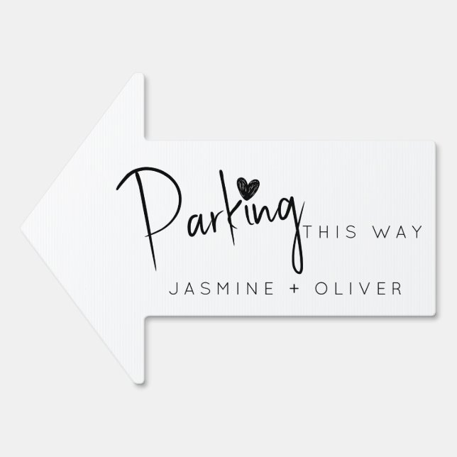White wedding parking arrow sign (Front)