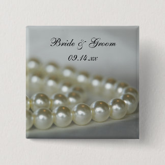 White Wedding Pearls Button