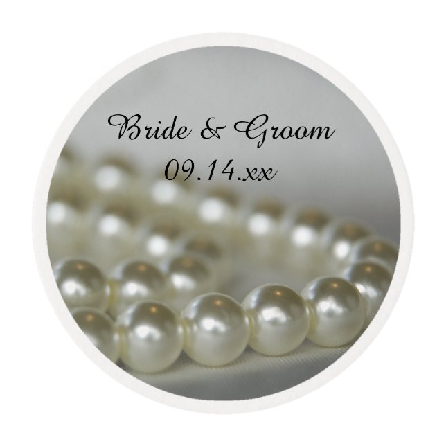 White Wedding Pearls Edible Frosting Rounds (Front)