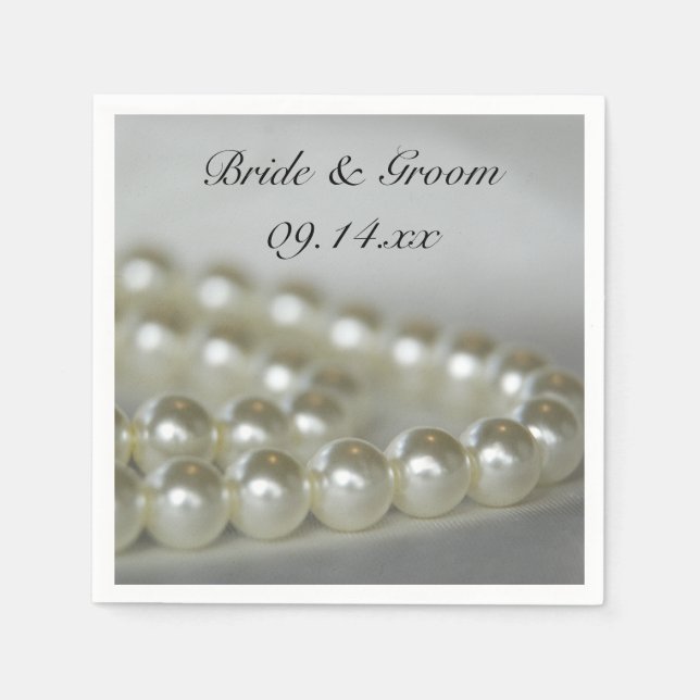 White Wedding Pearls Paper Napkins (Front)