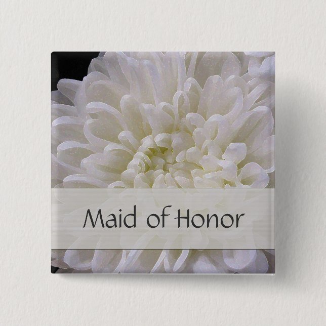 White Wedding Pin for the Maid of Honor (Front)