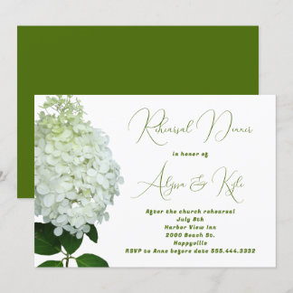 White Wedding Rehearsal Big Flower Invitation