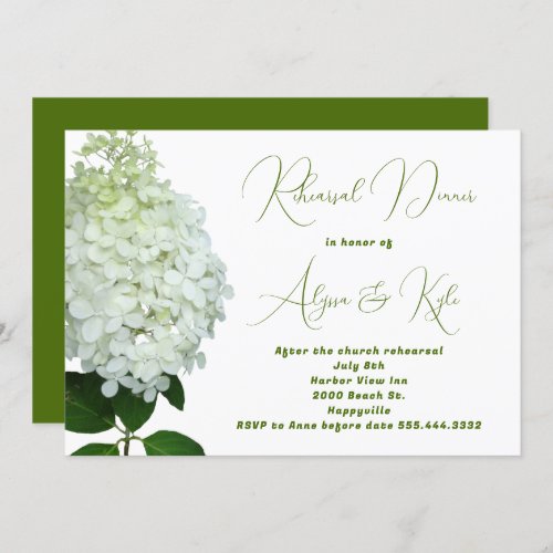 White Wedding Rehearsal Big Flower Invitation