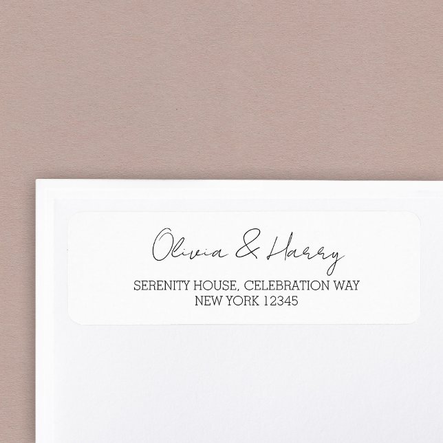 White Wedding Return Address Labels (Personalize Your Custom Name(s) in Handwritten Style. Add Return Address.)