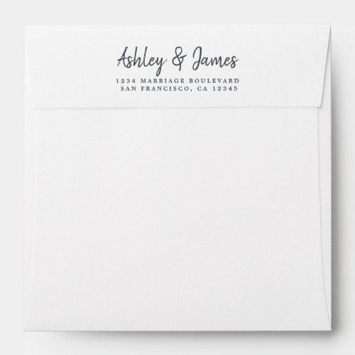 White Wedding Return Address Square Envelope