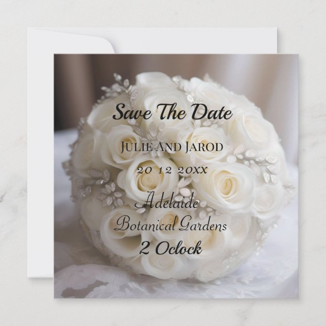 White Wedding Rose Topiary Ball,  Invitation (Front)