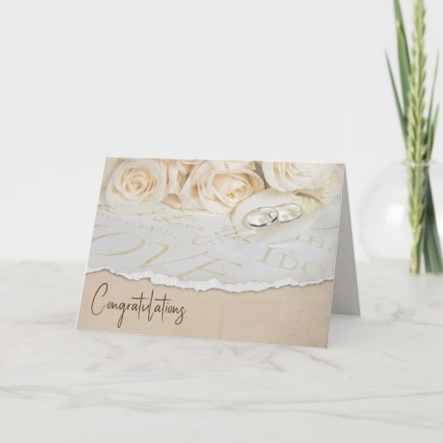 White Wedding Roses Card