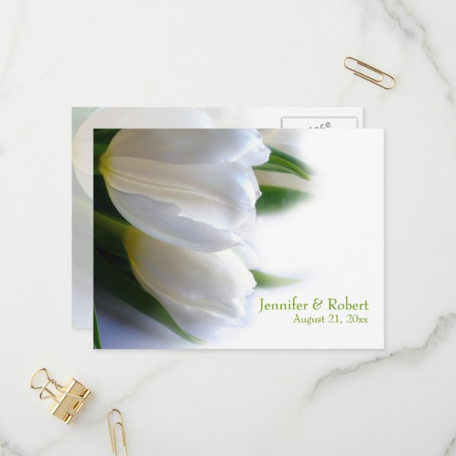 White Wedding RSVP Postcard (Front/Back In Situ)