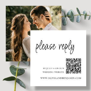 White   Wedding RSVP QR Code Enclosure Card