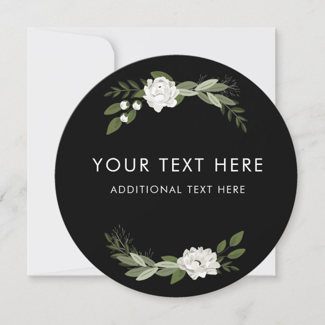 White Wedding Sprigs Round invitation (Front)