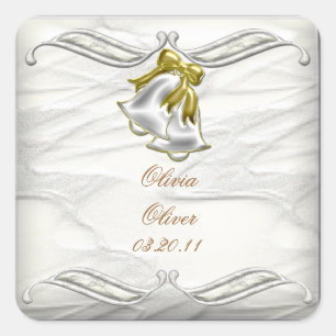 White Wedding Square Sticker