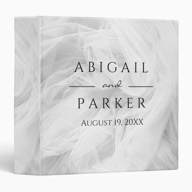 White Wedding Tulle Abstract 3 Ring Binder (Front/Spine)