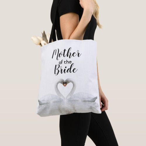 White wedding two swans in love mother of bride tote bag