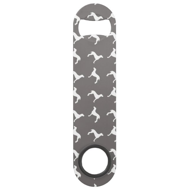White Weimaraner Silhouettes On Grey Bar Key (Back)