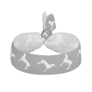 White Weimaraner Silhouettes On Grey Hair Tie