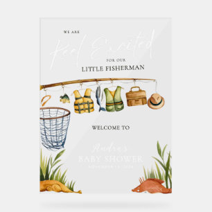 White Welcome to our Reel Excited Fisherman Baby Acrylic Sign