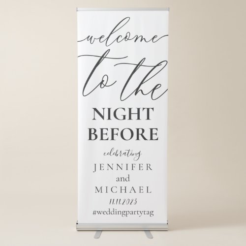 White Welcome to the wedding rehearsal dinner Retractable Banner