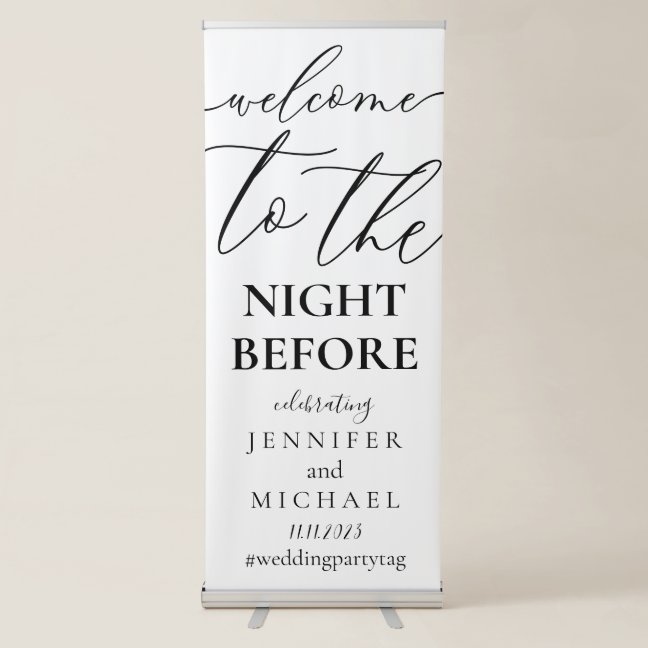 White Welcome to the wedding rehearsal dinner Retractable Banner