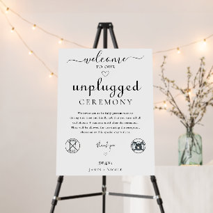 White Welcome Unplugged Wedding Ceremony Sign