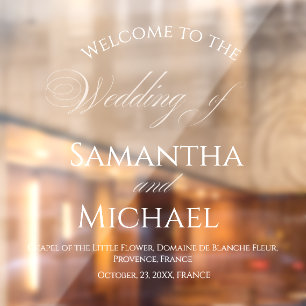 White Welcome Wedding Elegant  Address  Window Cling