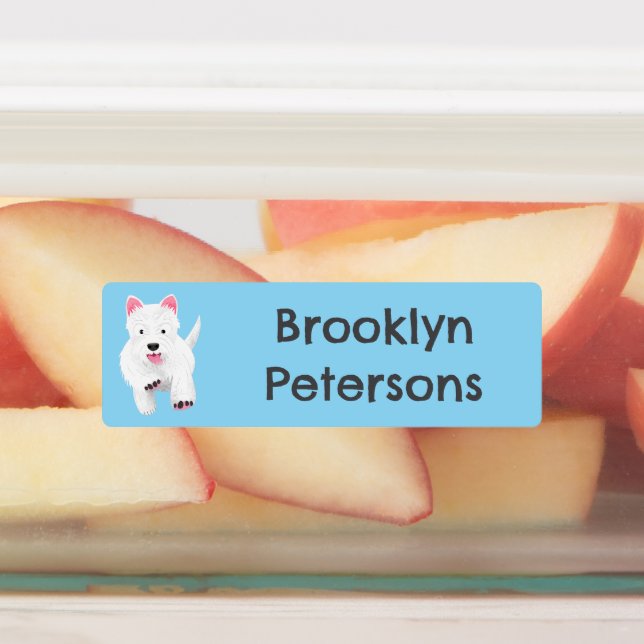 White west highland terrier cartoon personalized labels (Affixed)
