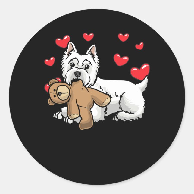 White West Highland Terrier Dog Classic Round Sticker (Front)