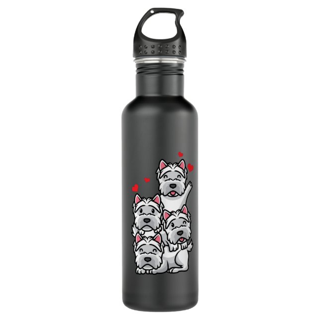 White West Highland Terrier Dog Kawaii Stainless Steel Water Bottle (Front)