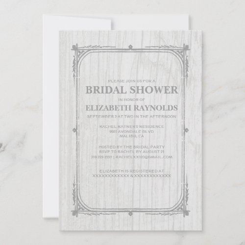 White Western Barn Wood Bridal Shower Invitations