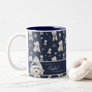 White Westie Christmas Two-Tone Coffee Mug