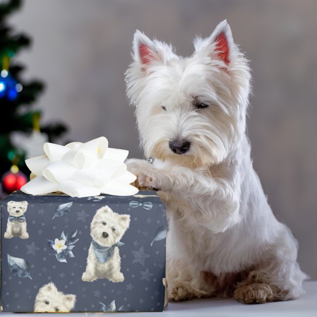 White Westie Christmas Wrapping Paper (Creator Uploaded)