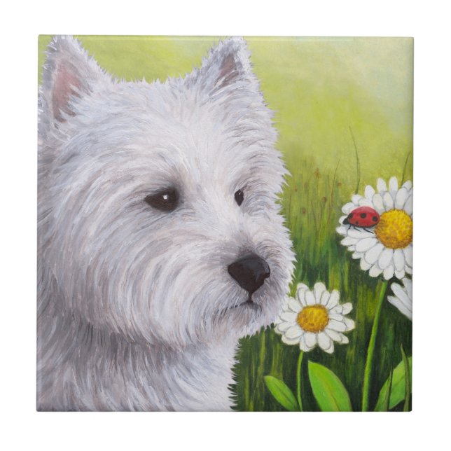 White Westie Dog 83 Ceramic Tile (Front)