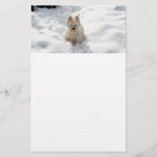 White Westie Dog in Snow Stationery Paper