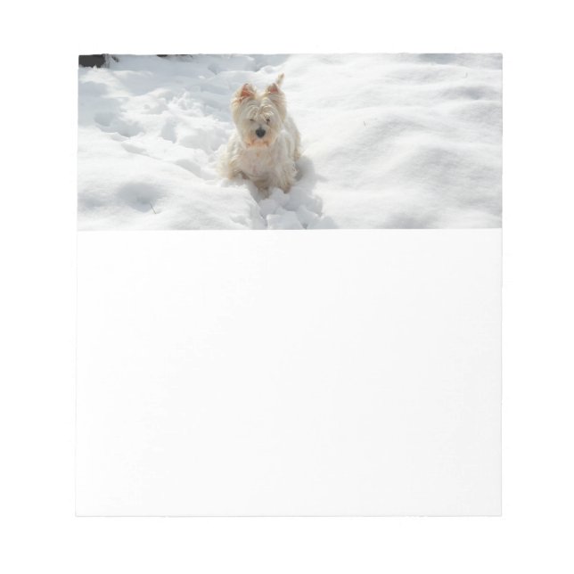White Westie Dog in Snow Stationery Paper Notepad (Front)