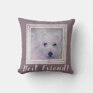 White Westie Terrier Throw Pillow