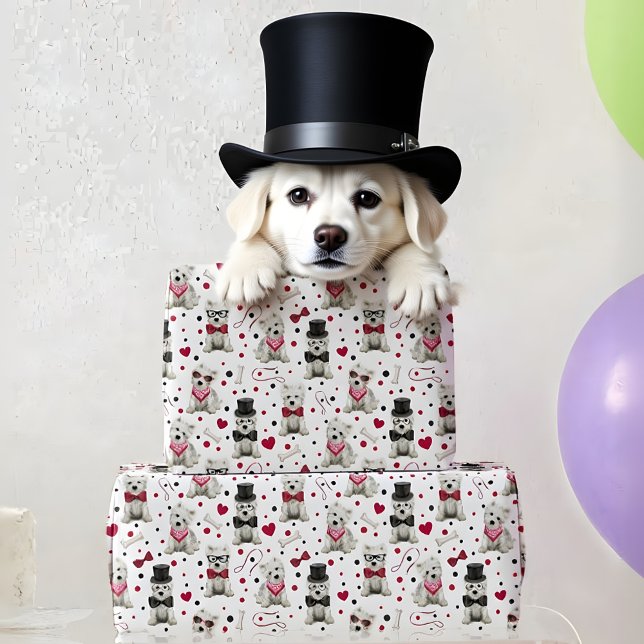 White Westie with Accessories Whimsical Wrapping Paper (Creator Uploaded)