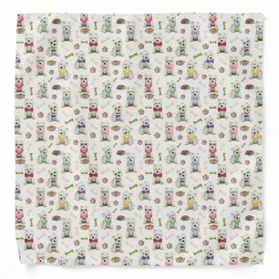 White Westies with Accessories Whimsical Bandana